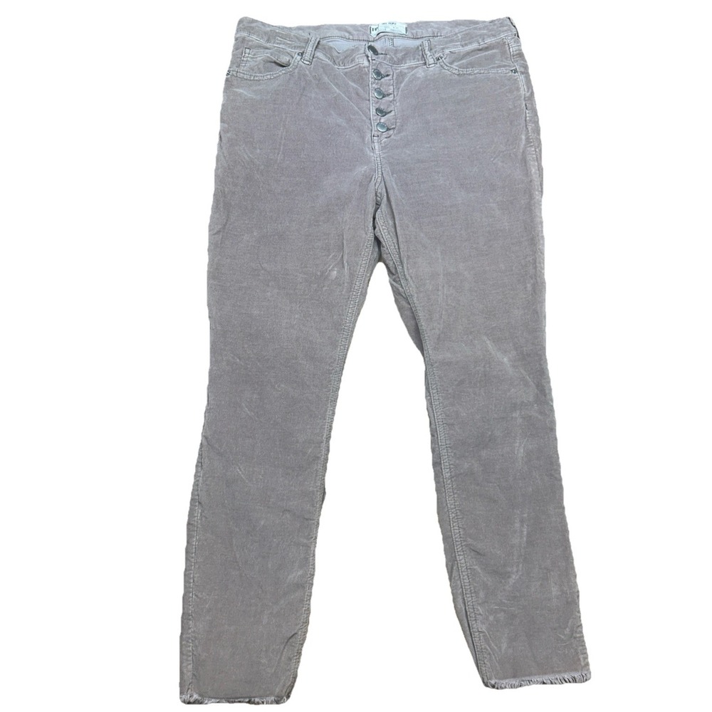 Free People Corduroy Skinny Stretchy Raw Hem‎ Women's Size 31 Tan Button Fly